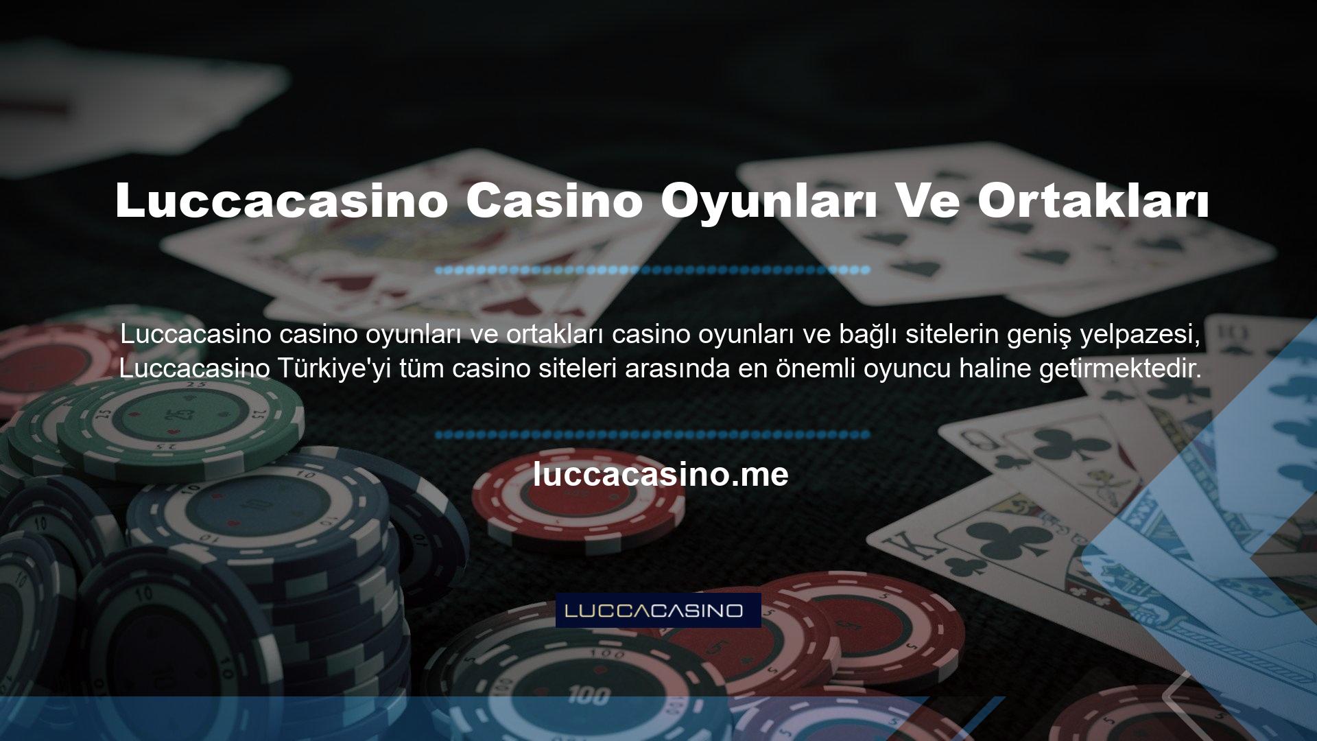 Luccacasino Casino Games ve ortakları yalnızca sistemlerinin güvenilirliğini kanıtlamış ve çok sayıda başka sağlayıcıyla anlaşma imzalamış profesyonel casino oyunu sağlayıcılarından yararlanmaktadır